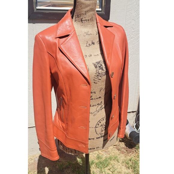 Vogue Virile Jackets & Blazers - FABULOUS 100% Sheep Skin With Silk Lining Sunset Orange Sz XS
